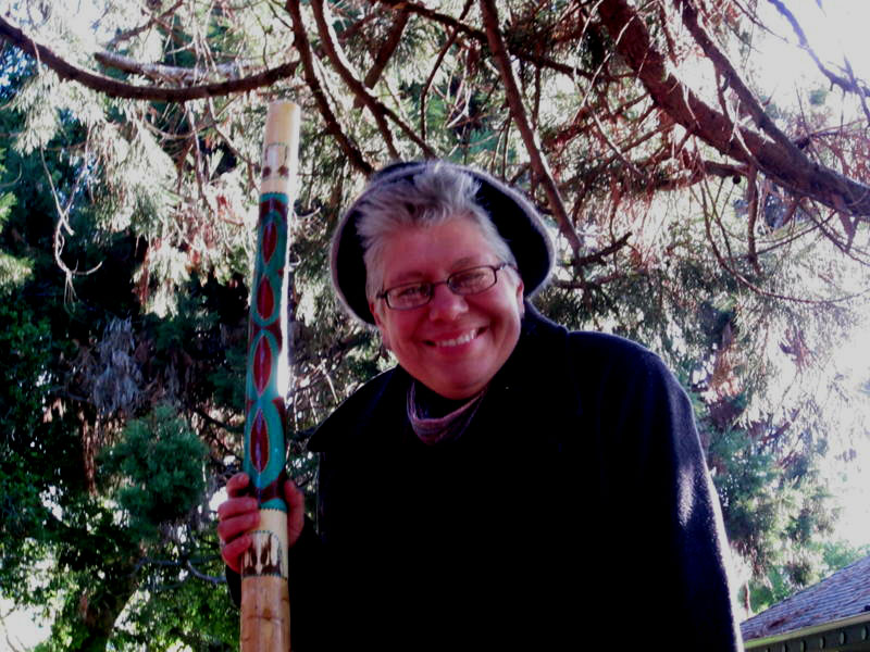 elise with didge at Katie's ritual May, 2011